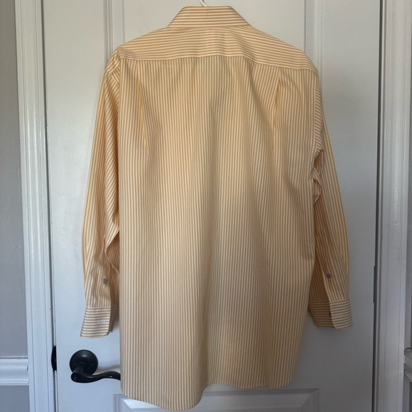 Paul Fredrick Yellow & White Striped 16x32 Classic Fit No Iron Shirt - Picture 2 of 5
